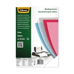 Image of Fellowes Binding Covers A4 150 Micron Clear PET (Pack of 100) 5384501