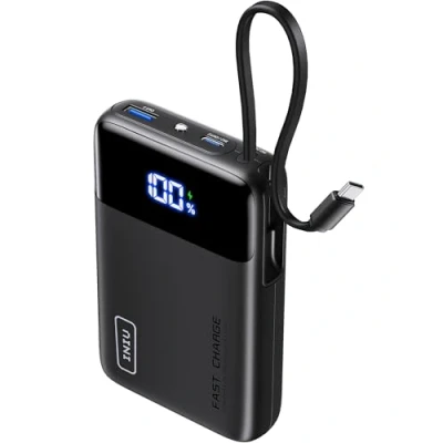 Image of INIU Portable Charger, Smallest 20000mAh Power Bank with Build in USB C Cable, 22,5W PD Fast Charging in&amp;Out Battery Pack, External Phone Charger for iPhone 15 14 13 Samsung S22 S21 Google etc