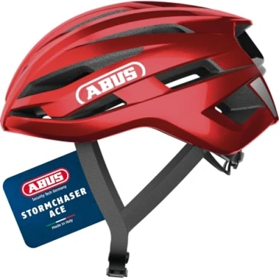 Image of ABUS StormChaser ACE Racing Bicycle Helmet Lightweight Road Bike for Racing, Gravelbike Touring and Cyclocross Women Men Size S, Red