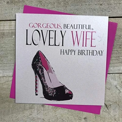 Image of WHITE COTTON CARDS Gorgeous, Beautiful, Lovely Wife Happy Birthday Handmade Card, N63 W