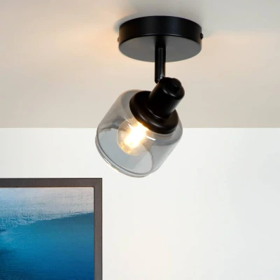 Image of Lucide Bjorn downlight 1 bulb, black/smoky grey