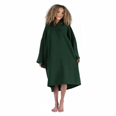 Image of OHS Towel Poncho Adult Hooded Large Bath Swim Surf Beach Absorbent Microfiber Changing Robe for Men Boys Quick Dry, Forest Green