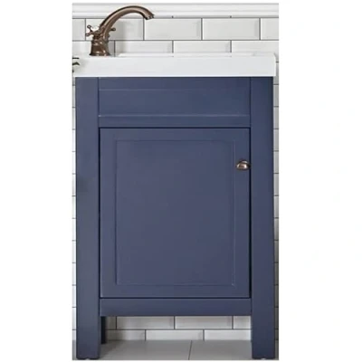 Image of Milano Aston Navy Blue 400mm Traditional Bathroom Cloakroom Vanity Unit Basin Round Bronze Handle