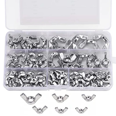Image of Belle Vous 100 Pieces Butterfly Wing Nut Assortment Kit Metric M3, M4, M5, M6, M8 and M10 Thread Sizes 304 Stainless Steel Fastener Screw Parts Silver Toned Tools for DIY