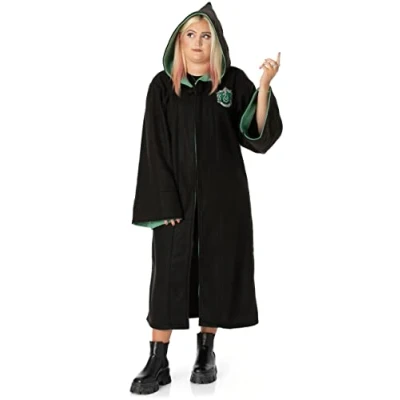 Image of Harry Potter Adults Cloak Dress Up Gryffindor Slytherin Hufflepuff OR Ravenclaw Hogwarts House Cape Replica Costume Options Womens Mens Fancy One Size