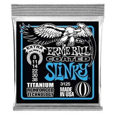 Image of Ernie Ball Extra Slinky Coated Titanium RPS Electric Guitar Strings 8 38 Gauge