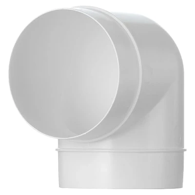 Image of Steinberg14 White Ø 100mm / 4inch 90 Degree Elbow PVC Connector for Ventilation System, Round Ducting Pipe
