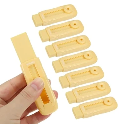 Image of M&amp;G 8 Pack Erasers, Yellow Sliding Retractable Eraser Push Pull Cute Pencil Erasers Soft Large Easy to Clean with Plastic Sleeve for Sketching Drawing Artists Teacher Pencils,