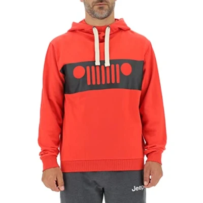 Image of JEEP O102565 R699 J MAN HOODED SWEATSHIRT GRILLE Print J22W Mars Red/Black L