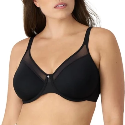 Image of Bali Women&#039;s One Smooth U Ultra Light Illusion Neckline Underwire Bras, Black, 36DD UK