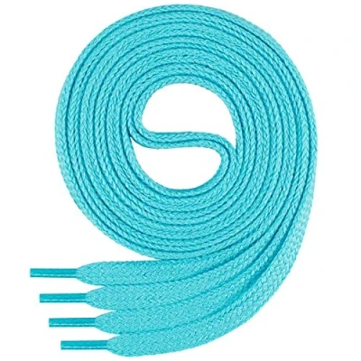 Image of Di Ficchiano 1 pair of quality polyester shoelaces, tear proof, flat, approx. 7.0 mm wide, 15 colours, 70 200 cm long turquoise