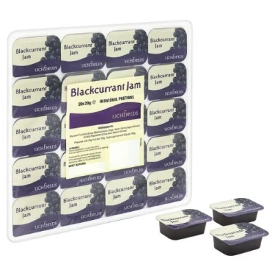 Image of Lichfields Blackcurrant Jam Individual Portions 20 x 20g Pack of 5