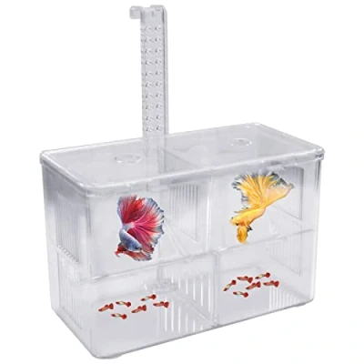 Image of Breeding Tanks for Fish Transparen Isolation Floating Box Double Layer Aquarium Hatchery with Hooks and 2 Suction Cups, Plastic Baby Divider Hatching Spawning