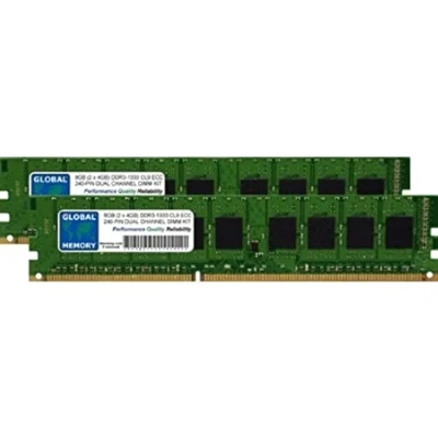 Image of 8GB (2 x 4GB) DDR3 1333MHz PC3 10600 240 PIN ECC DIMM (UDIMM) MEMORY RAM KIT COMPATIBLE WITH SERVERS/WORKSTATIONS/MOTHERBOARDS