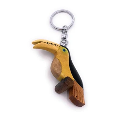 Image of H Customs Toucan Parrot Wood Noble Handmade Keychain Pendant