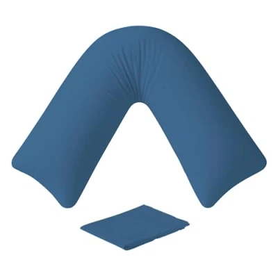 Image of EGYPTO Orthopaedic V Pillow with pillowcase Soft &amp; Breathable Anti Allergy Shaped Pillows for Neck Back Support Nursing, Pregnancy Post Surgery Triangle (Blue)