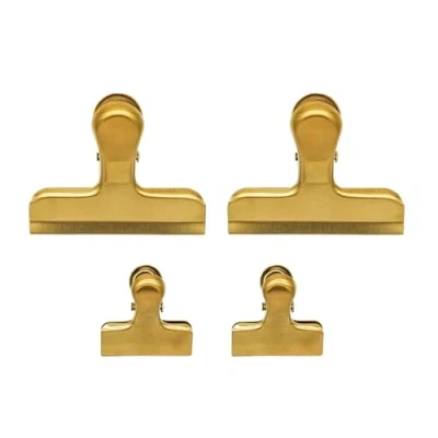 Image of Fackelmann Stainless Steel Bag Clips, Set of 4, Food Clips for Storage, Keeping Fresh, Seal &amp; Sandwich Bags Snack Bags, Reusable Sealing Pack Gold