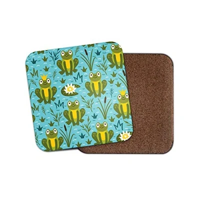 Image of 1 x Frog Prince Coaster Lily Pad Pond Fun Kids Cartoon #15448