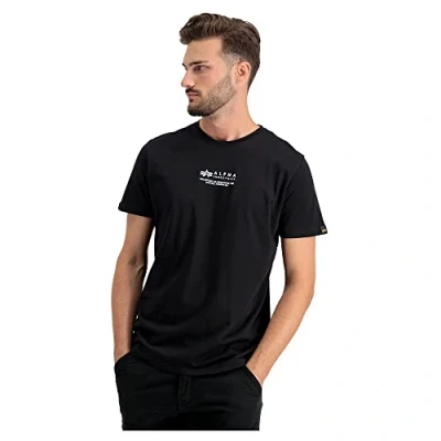 Image of Alpha Industries Wording T Shirt for Men, Black, M