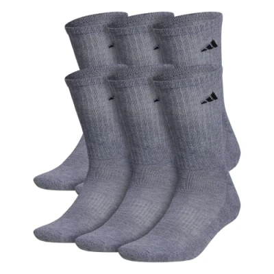 Image of adidas Men&#039;s Athletic Cushioned Crew Socks with Arch Compression for a Secure Fit (6 Pair), Heather Grey/Black, Large