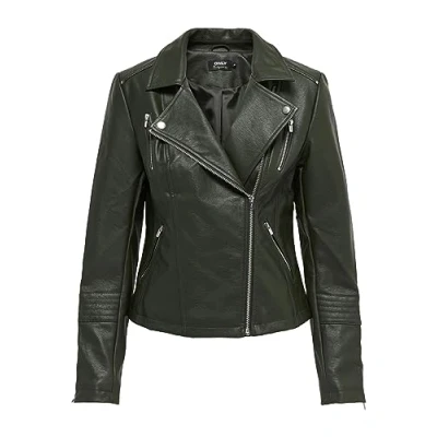 Image of ONLY Women&#039;s Onlgemma Faux Leather Biker OTW Noos Jacket, Rosin, XXS