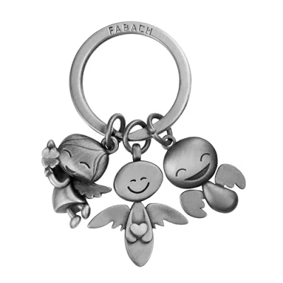 Image of FABACH Guardian Angel Keyring 3 Angels Lucky Charm Love Gift Car Key Fob Made of Metal, Antique silver, 1, Modern