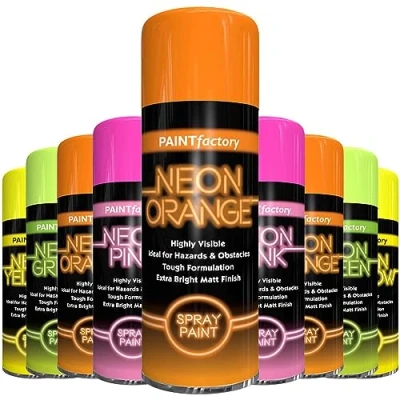 Image of AlezyB 1 x Orange Neon Spray Paint 400ml Fluorescent Bright Aerosol Extra Graffiti (Banksey) Assorted Colour