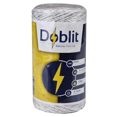 Image of DOBLIT Poly Wire Electric Fencing Conductor 6 Strand 9 Multi Colour Paddock Cattle Sheep Horse Pets Crop Protection Pest Deterrent (White 250m)