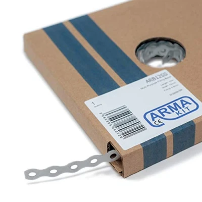 Image of Stainless Steel Band Metal Fixing Strap with Perforated Holes, Builders All Round 10 Meter Roll (12mm Steel)