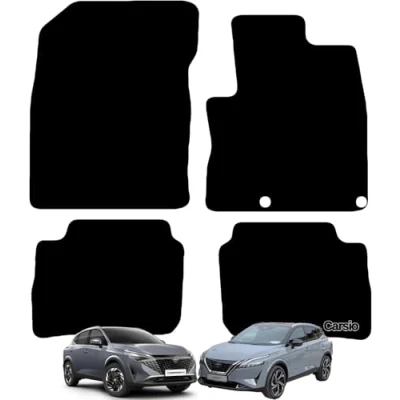 Image of Carsio Carpet Car Mats For Nissan Qashqai e Power 2022+ Onwards Tailored Fit Floor Mat Set Complete Accessory Black Custom Fitted All Weather, Anti Slip Backing &amp; Trim
