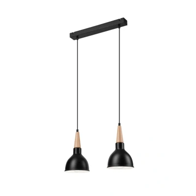 Image of Francesca Bar Pendant Ceiling Light Black, 2x E27