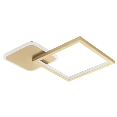 Image of EGLO LED ceiling spot Gafares, dimmable light fitting with remote control, square living room lamp made of black aluminium and steel in white gold, warm cool