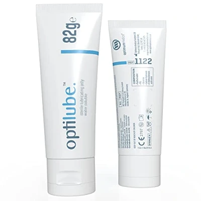 Image of OptiLube Tubes Sterile Lubricating Jelly for Insertion of Medical Devices in 5g, 42g, 82g, and 113g Tubes, Water Soluble Lubricant with Easy to Use Flip Cap (82g x 1)