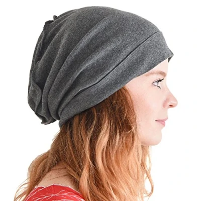 Image of Casualbox Organic Cotton Slouch Beanie Slouchy Baggy Hat for Men &amp; Women Hipster Fashion Headwear Dark Grey(Size: One Size)