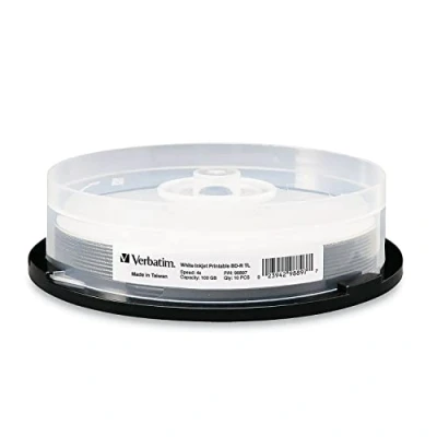 Image of Verbatim BD R XL 100GB 4X White Inkjet Printable, Hub Printable 10pk Spindle