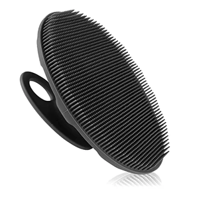 Image of INNERNEED Soft Silicone Body Scrubber Handheld Shower Cleansing Brush, Gentle Exfoliating and Massage for All Kinds of Skin (Black)