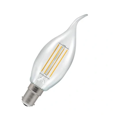 Image of Crompton LED Bent Tip Candle Filament Dimmable Clear 5W 2700K SBC B15d