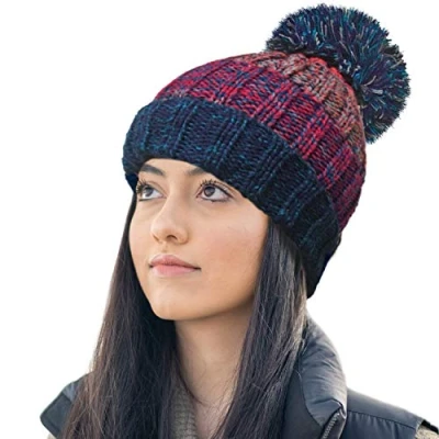 Image of RockJock R80 Thermal Insulating Striped Beanie Bobble Hat with Cosy Fleece Lining 6