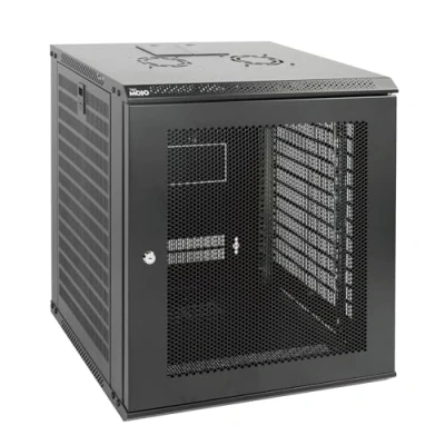 Image of Tecmojo 12U Wall Mount Server Cabinet IT Network Rack Enclosure Lockable Door and Side Panels Black,Standard Glass Door,17.7inch Depth,for 19 Equipment,A/V Devices (12U Mesh Door)
