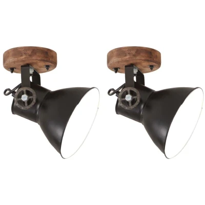 Image of vidaXL Industrial Wall/Ceiling Lamps 2 pcs Black 20x25 cm E27