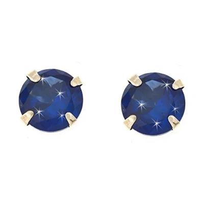 Image of 9ct gold 5mm round tanzanite stud earrings (December birthstone), gift box.