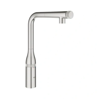 Image of GROHE Essence Smartcontrol Kitchen Tap High L Shape with Pull Out Spray Head, 140 Swivel Range, Stainless Steel Look Water Saving 31615DC0