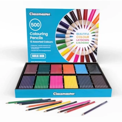 Image of Classmaster Colouring Pencils For Adults &amp; Kids, Coloured Pencils, Long Lasting Children, Softer Leads Perfect Colour Laydown, Pre Sharpened 500PK