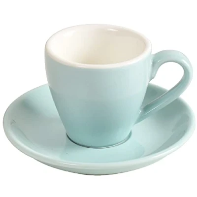 Image of ionEgg Porcelain Espresso Cup with Saucer, Shot Cup, Demitasse 80ml/2.7Oz, Blue