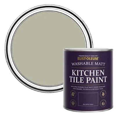 Image of Rust Oleum Grey water resistant Kitchen Tile Paint in Matt Finish Tanglewood 750ml