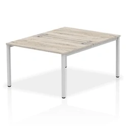 Image of Impulse Bench B2B 2 Person 1200 Silver Frame Desk Grey Oak