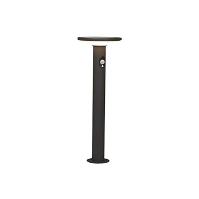 Image of 4lite Outdoor LED Circular Solar Bollard Light With PIR Sensor IP54 210lm Die Cast Aluminium Graphite Cool White
