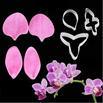 Image of 7Pcs Orchid Flower Petal Veiner Cutter Silicone Molds Stainless Steel Fondant Cake Decorating Tools Cookie Baking Moulds,Bakeware Sugarcract Chocolate Gumpaste Mold