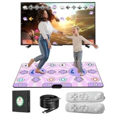 Image of KAXIMON Double Dance Mats for TV with HDMI Interface, Non slip Wireless Pad English Manual, Game Play Kids Boys Girls