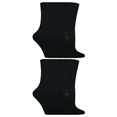 Image of 12 Pair Multipack Kids Bamboo Socks Sock Snob Childrens Plain Ideal School for Summer Girls &amp; Boys (9 12, Black)